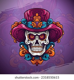 Mexican Calavera: Modern Gaming Design Vector for Esport Team Logo and T-Shirt Printing