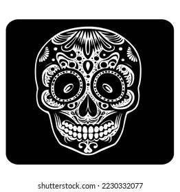 Mexican calavera skull in black and white icon