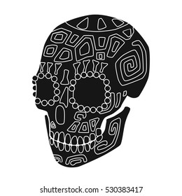 Mexican calavera skull icon in black style isolated on white background. Mexico country symbol stock vector illustration.