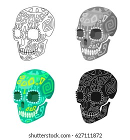 Mexican calavera skull icon in cartoon style isolated on white background. Mexico country symbol stock vector illustration.