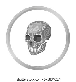 Mexican calavera skull icon in monochrome style isolated on white background. Mexico country symbol stock vector illustration.