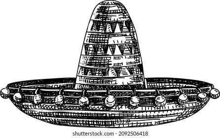 Mexican cap. Sketchy hand-drawn vector illustration.
