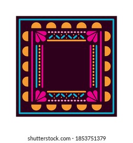 mexican carpet with a square frame vector illustration design