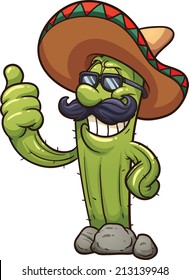 Mexican cartoon cactus. Vector clip art illustration with simple gradients. All in a single layer.