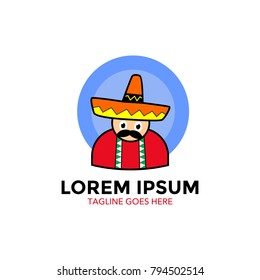 mexican cartoon character logo. vector. editable