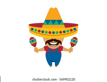 Mexican cartoon character. Mexican musician vector illustration