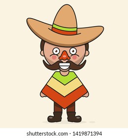 Mexican cartoon Man, Ready For Your Design, Greeting Card, Banner. Vector Illustration