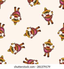 Mexican , cartoon seamless pattern background
