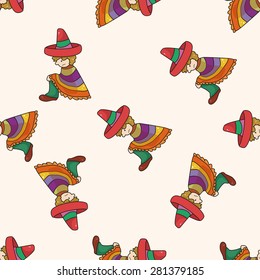 Mexican , cartoon seamless pattern background