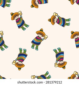 Mexican , cartoon seamless pattern background