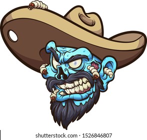 Mexican cartoon zombie head clip art. Vector illustration with simple gradients. All in a single layer. 
