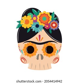 mexican catrina with flowers icon