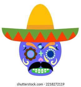 Ilustración de la Catrina Mexicana con bigote