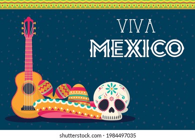 mexican celebration lettering and icons