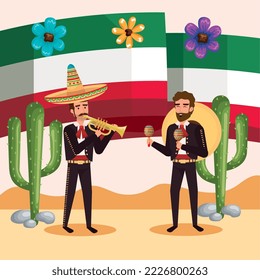 mexican celebration with mariachis poster