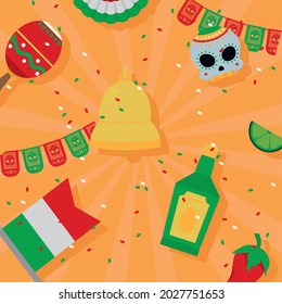 mexican celebration pattern set icons