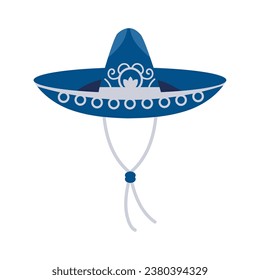 mexican charro sombrero blue illustration