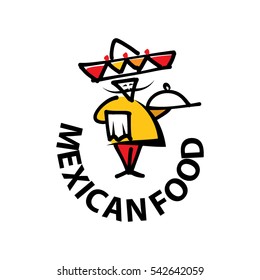 Mexican chef in sombrero for national restaurant design, such logo. Jpeg version also available in gallery