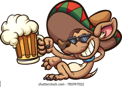 Mexikanischer Chihuahua, der einen Bierkrug hält. Vektorclip-Kunstillustration mit einfachen Farbverläufen. Alles in einer einzigen Schicht. 