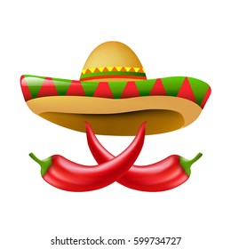 Mexican Chili Pepper With Gradient Mesh, Vector Illustration