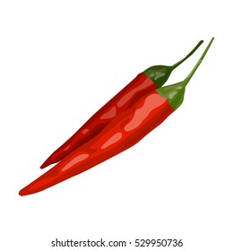 Mexican chili peppers icon in cartoon style isolated on white background. Mexico country symbol stock vector illustration.