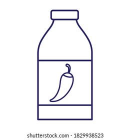 Mexican chilli sauce bottle line style icon design, Mexico culture theme Vector illustration