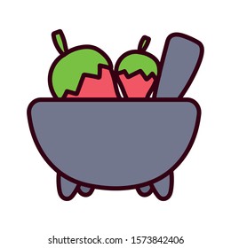 Mexican chillis inside bowl design, Mexico culture tourism landmark latin and party theme Vector illustration