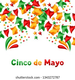 Mexican Cinco de Mayo greeting card. National holiday background.