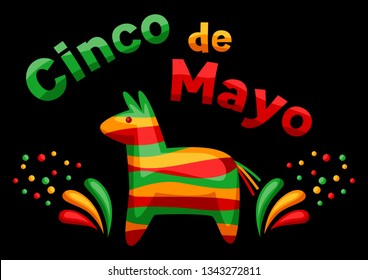 Mexican Cinco de Mayo greeting card. National holiday background.