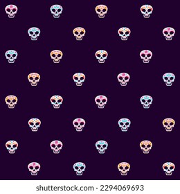 Mexican Cinco De Mayo Skull Seamless Pattern