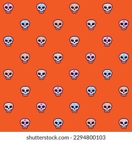 Mexican Cinco De Mayo Skull Seamless Pattern	