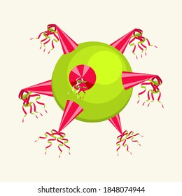 Pinata mexicana clásica en forma de estrella. ilustración vectorial.
