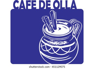 Mexican coffee - cafe de olla - vector