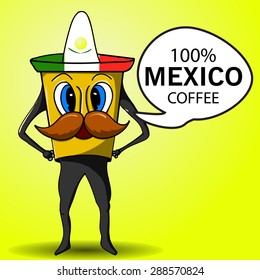 Mexican coffee cup to go. Hand drawn.