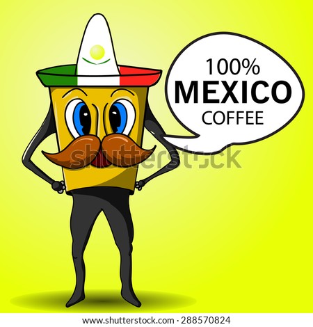 Mexican coffee cup to go. Hand drawn.
