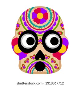 Mexican colored floral skull. Vector illustration design