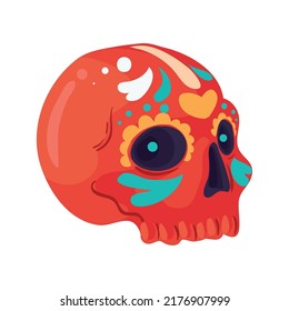 mexican colored skull over white