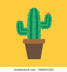 A Mexican colorful cacti plant with a flower and spikes. Representation of Mexico, Mexican culture and celebrations like Cinco de mayo o el día de los muertos.