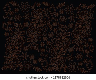 Mexican colorful motif style in line art pattern for background