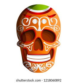 Mexican colorful skull icon. Cartoon of mexican colorful skull vector icon for web design isolated on white background