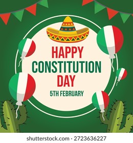 Modelo de banner e design de banner para o dia da constituição mexicana