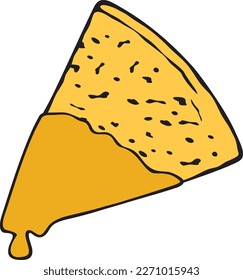 Mexican Corn chips Nacho with sauce. Vector illustration.