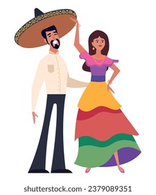mexican couple character illustration design