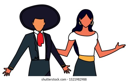 Mexican couple design, Mexico culture tourism landmark latin and party theme Vector illustration