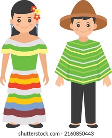 Mexican couple standing together Concept, Multi color Tabasco skirt vector color icon design, World Indigenous Peoples symbol, characters in casual clothes Sign, traditional dress stock illustration