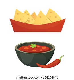 Mexican cuisine cartoon dishes illustration set