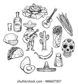 Mexican cuisine and culture Vector images