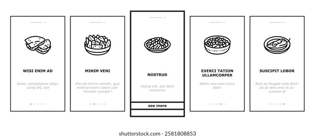 mexican cuisine food dinner onboarding mobile vector taco mexico, table restaurant, dish tortilla, party view, gourmet salad, hot kitchen mexican cuisine food dinner illustrations