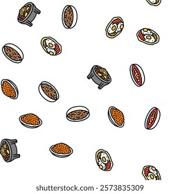 mexican cuisine food dinner vector seamless pattern thin line illustration