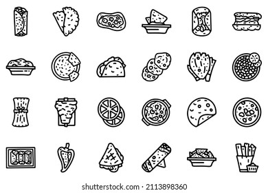 Mexican cuisine line vector doodle simple icon set